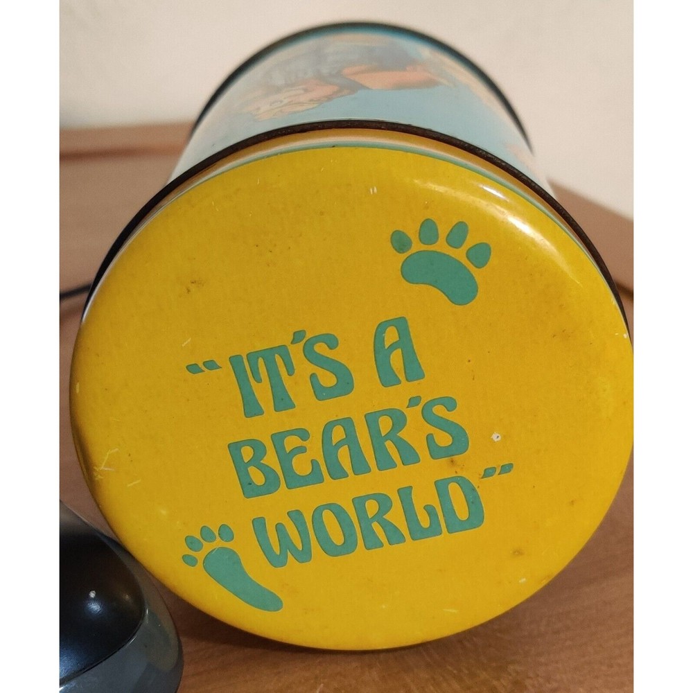 Lot of 2 Tin Storage Cans with lids: One is of bears and the other is of pigs  M